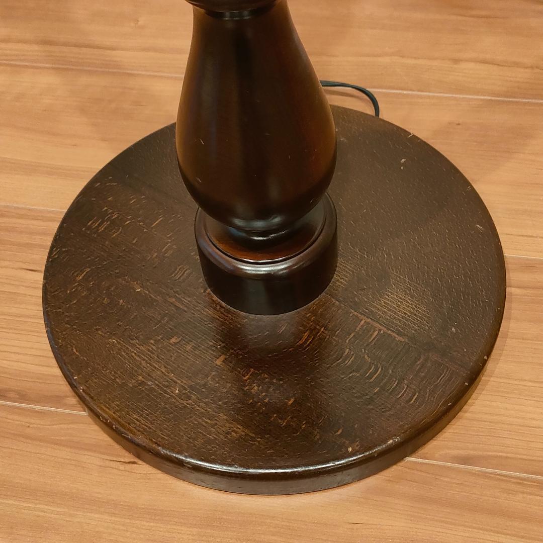 アンティーク　フロアランプ　オールウッドベース　花柄　フリンジ