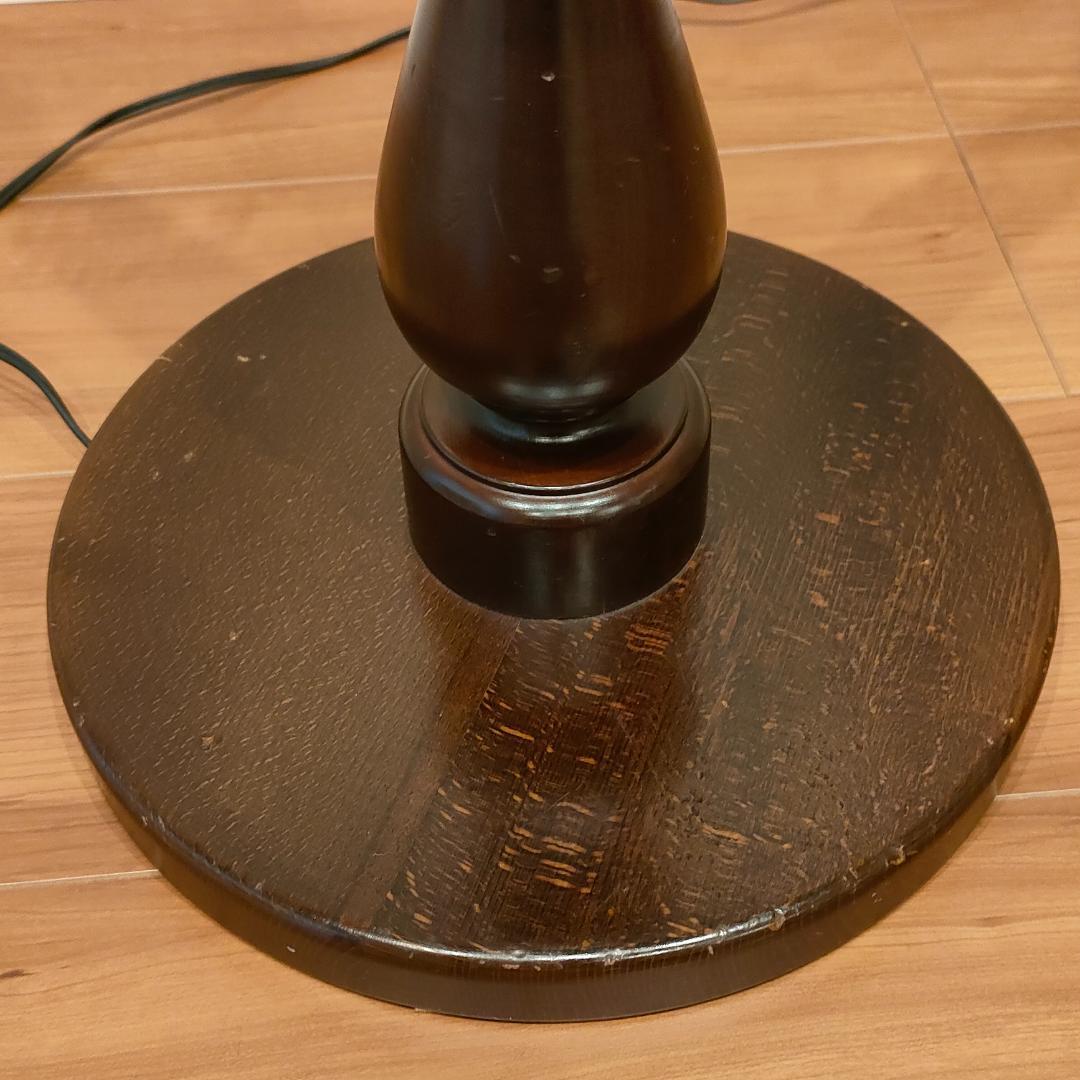 アンティーク　フロアランプ　オールウッドベース　花柄　フリンジ