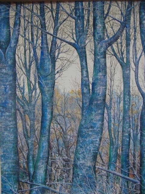 植月正紀、【樹木2001-A】、希少な画集画、新品高級額 額装付、状態良好