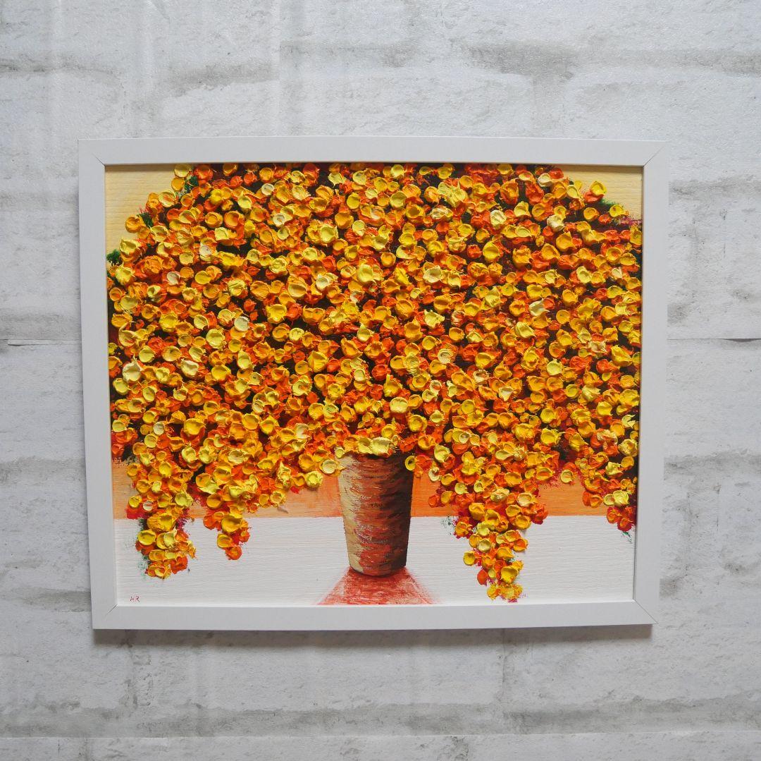 油絵 絵画 ミモザ 【四切木製】