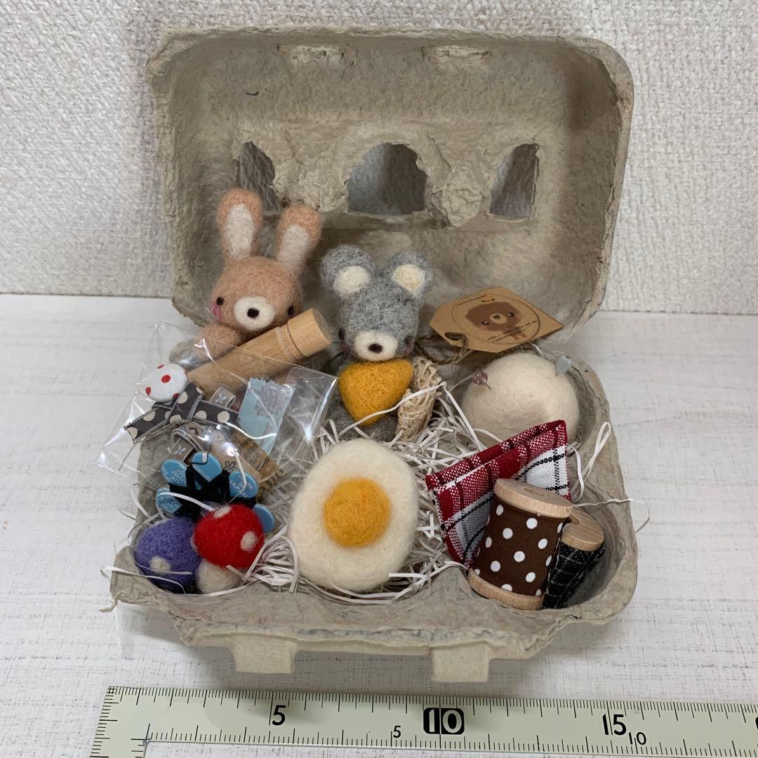 羊毛フェルト　うさぎ＊ネズミ＊かば＊ヤギ＊鳥＊メロンパン　可愛い物セットいっぱい