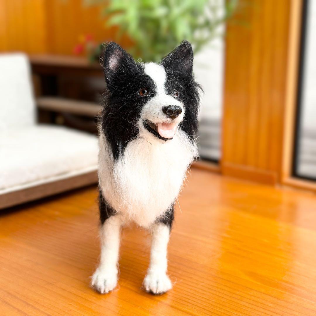 【 羊毛フェルト ボーダーコリー 犬 】 ドールハウス 1/6 置物
