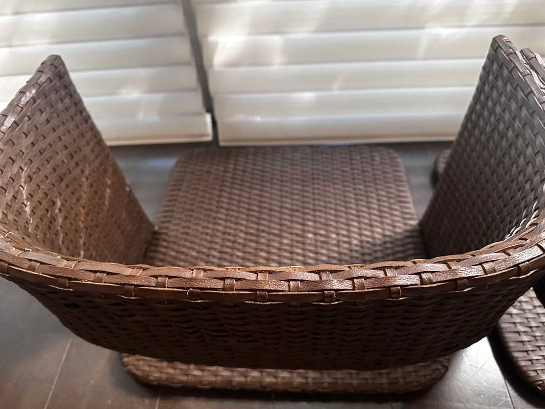 ブラウンラタン風座椅子2脚セット(フレームのみ)