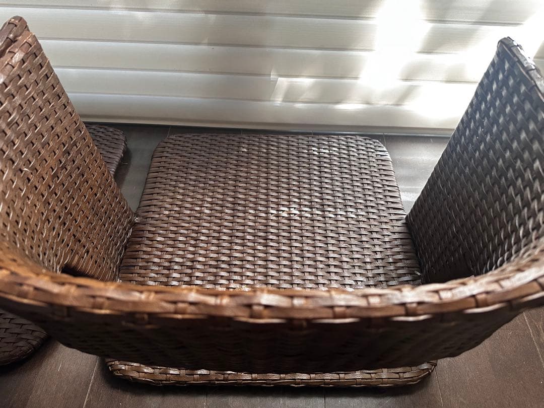 ブラウンラタン風座椅子2脚セット(フレームのみ)