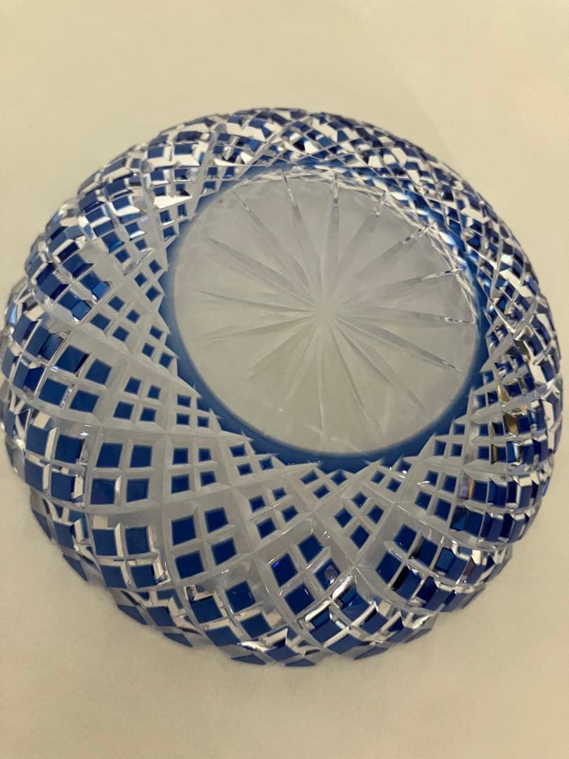 優雅　希少❤️KAGAMI 江戸切子矢来重紋　大鉢　小鉢　銘々3点セット