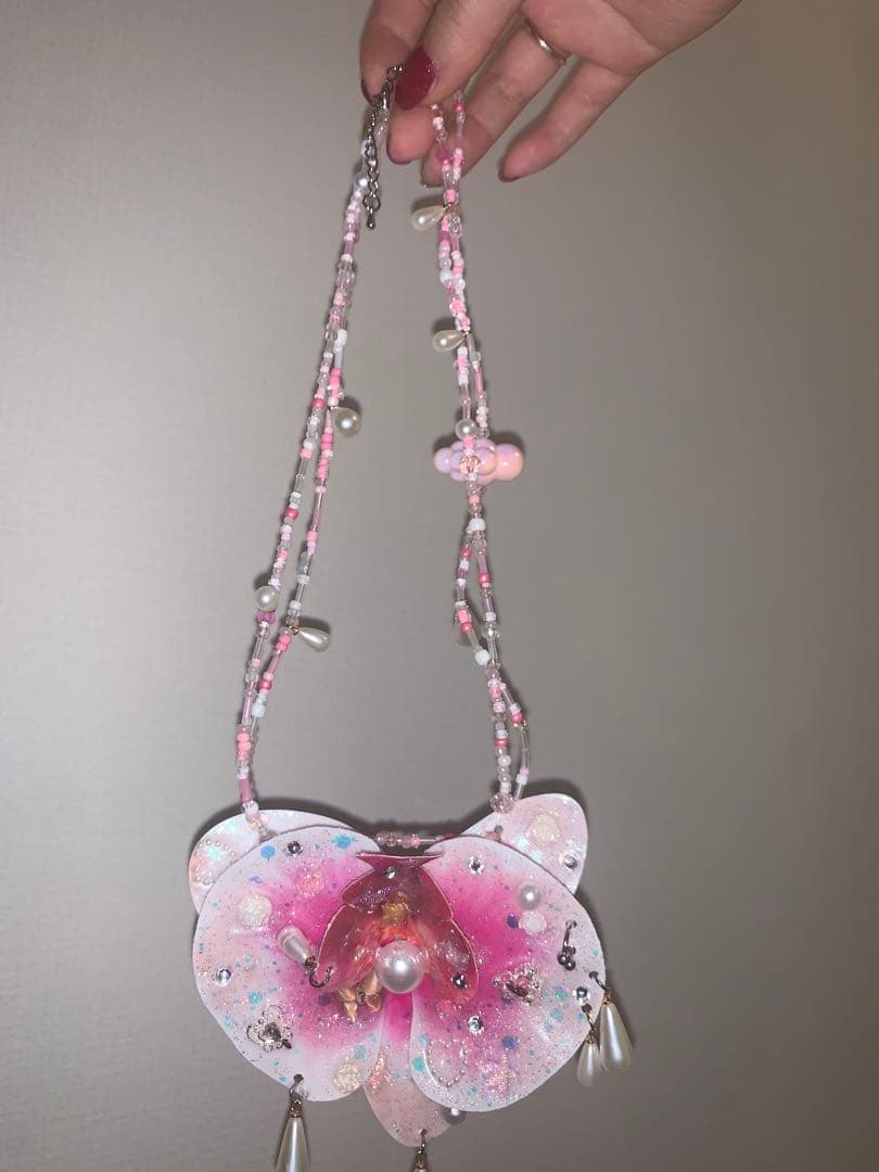 orchid necklace ハンドメイドネックレス 蘭 レジン