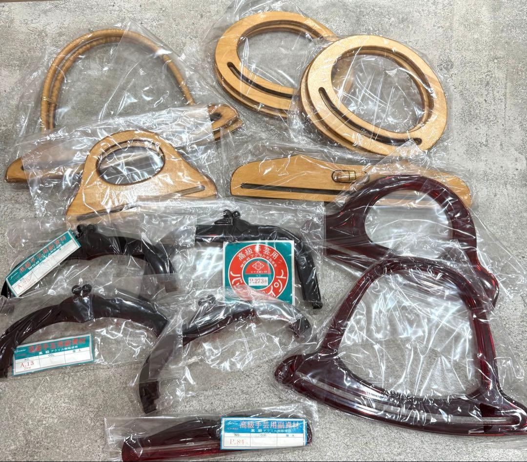 jasmine アクリルがま口口金　アクリル持ち手　ハ木製ハンドル　木工手口