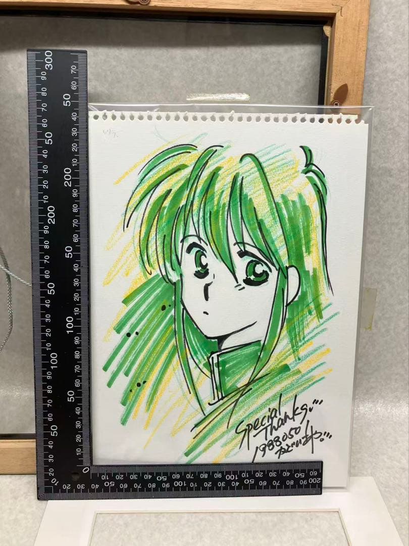 希少 門井亜矢 1988年 直筆サイン イラスト付き 色紙 かどいあや 真作絵画