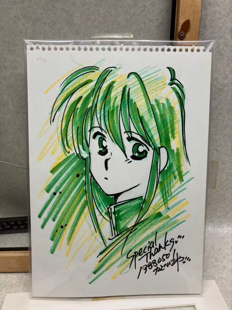 希少 門井亜矢 1988年 直筆サイン イラスト付き 色紙 かどいあや 真作絵画