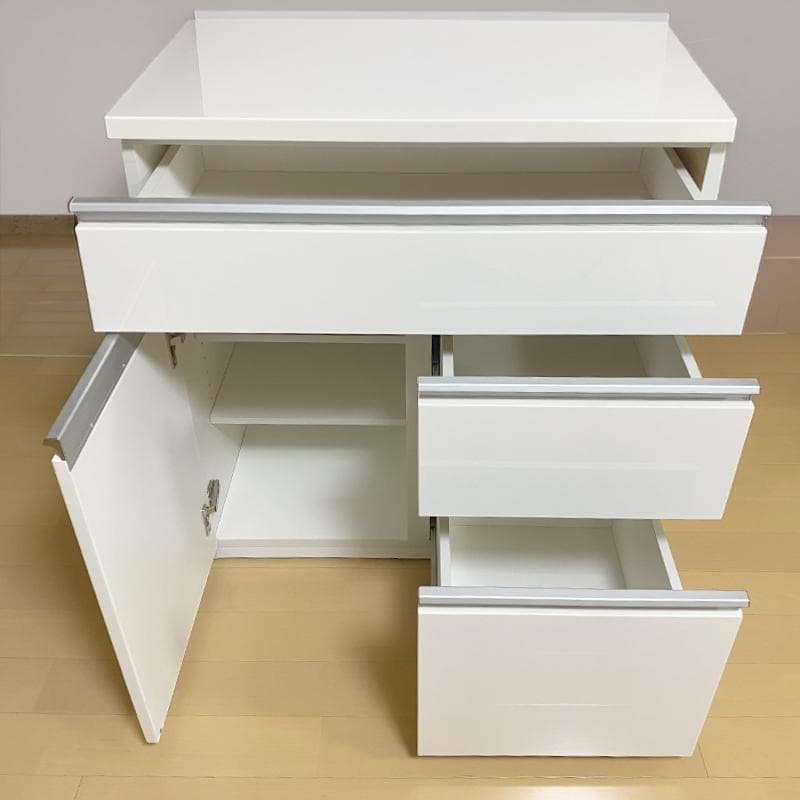 【美品】ニトリ キッチンカウンター キュリー2 80CT WH サイドボード