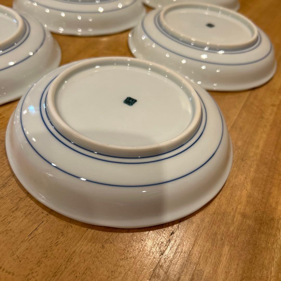 九谷焼　青郊窯　唐子絵変わり　平皿　五枚