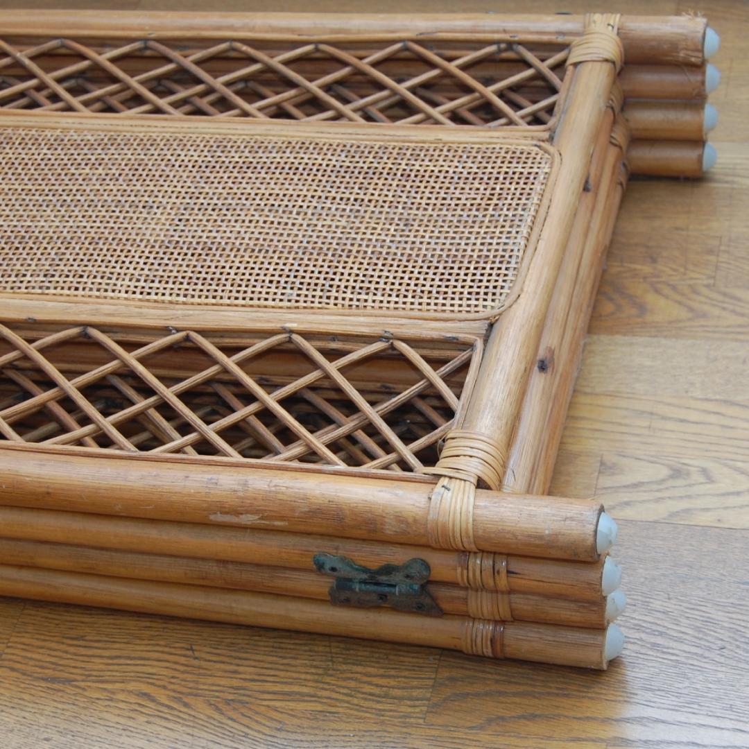 籐 ラタン 4連 間仕切り パーテーション 衝立 昭和レトロ