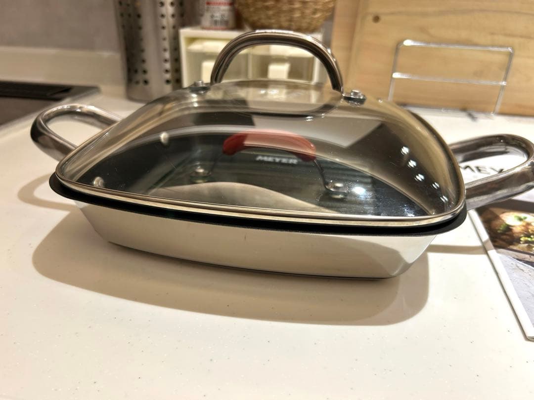 MEYER マイヤー スクエアグリルパン 24cm ガラス蓋+グリルプレス付き