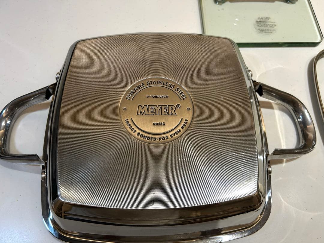 MEYER マイヤー スクエアグリルパン 24cm ガラス蓋+グリルプレス付き