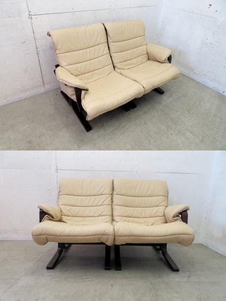 美品■冨士ファニチャ■アージオ■北欧モダン■高級■セパレート■2人掛けソファ■