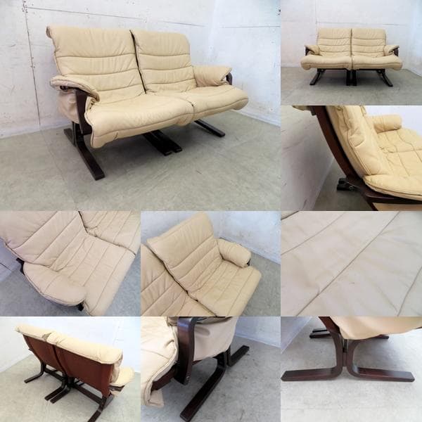 美品■冨士ファニチャ■アージオ■北欧モダン■高級■セパレート■2人掛けソファ■