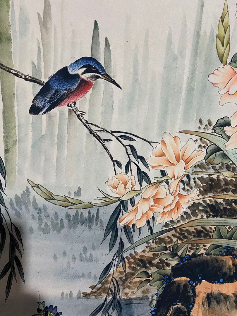 吴湖帆 芙蓉翠鸟 中国画 掛け軸 水墨画 和室 玄関 茶室 壁掛け 美術品