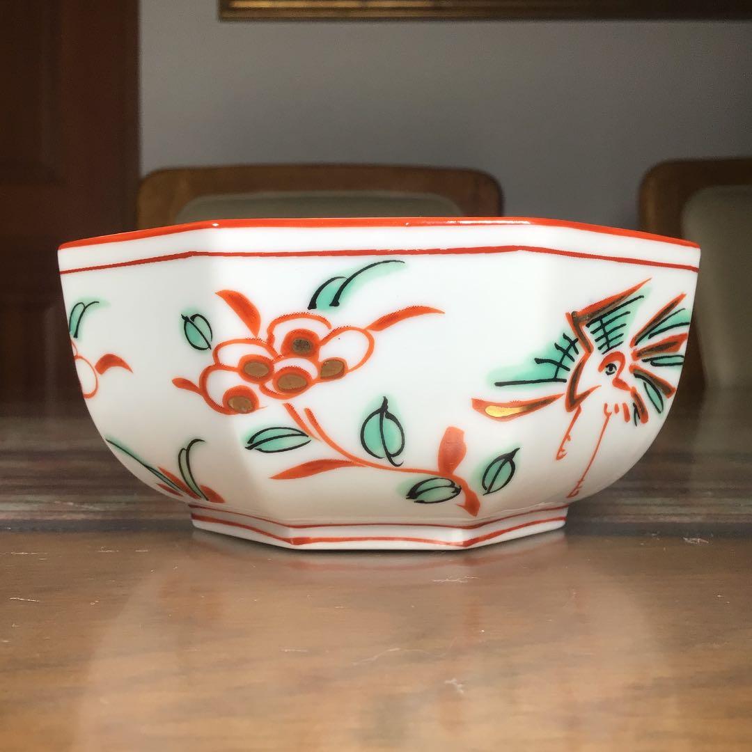 『発見うー特価』　たち吉　『赤呉須花鳥』　赤絵金彩　小鉢　5枚　縁起物
