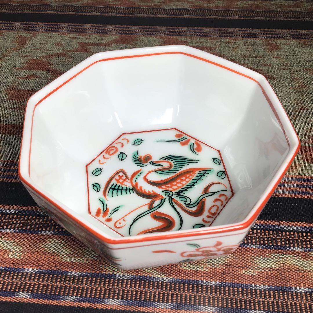 『発見うー特価』　たち吉　『赤呉須花鳥』　赤絵金彩　小鉢　5枚　縁起物