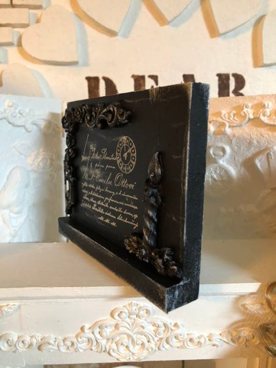 ❤アンティークダスト加工  薔薇とローソクのミニオブジェ ブラック ドールハウス