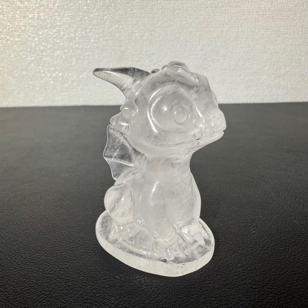 【MHUSK】天然石水晶の飛竜　置物　彫物NO.013007