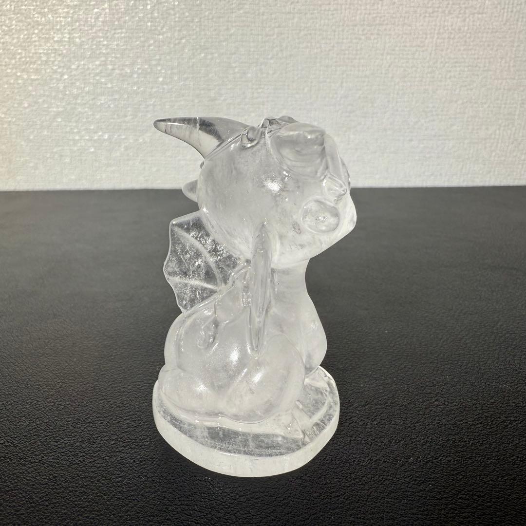 【MHUSK】天然石水晶の飛竜　置物　彫物NO.013007