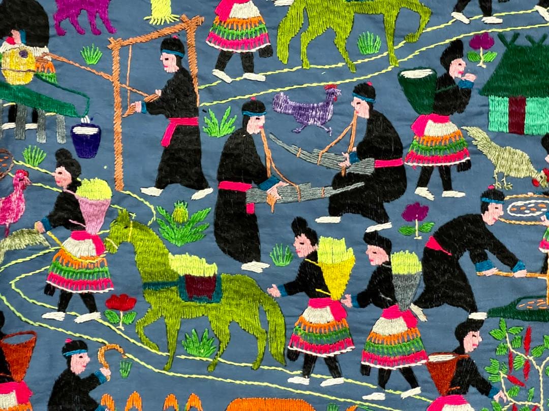 ラオス モン族 刺繍 壁掛け タペストリー 9