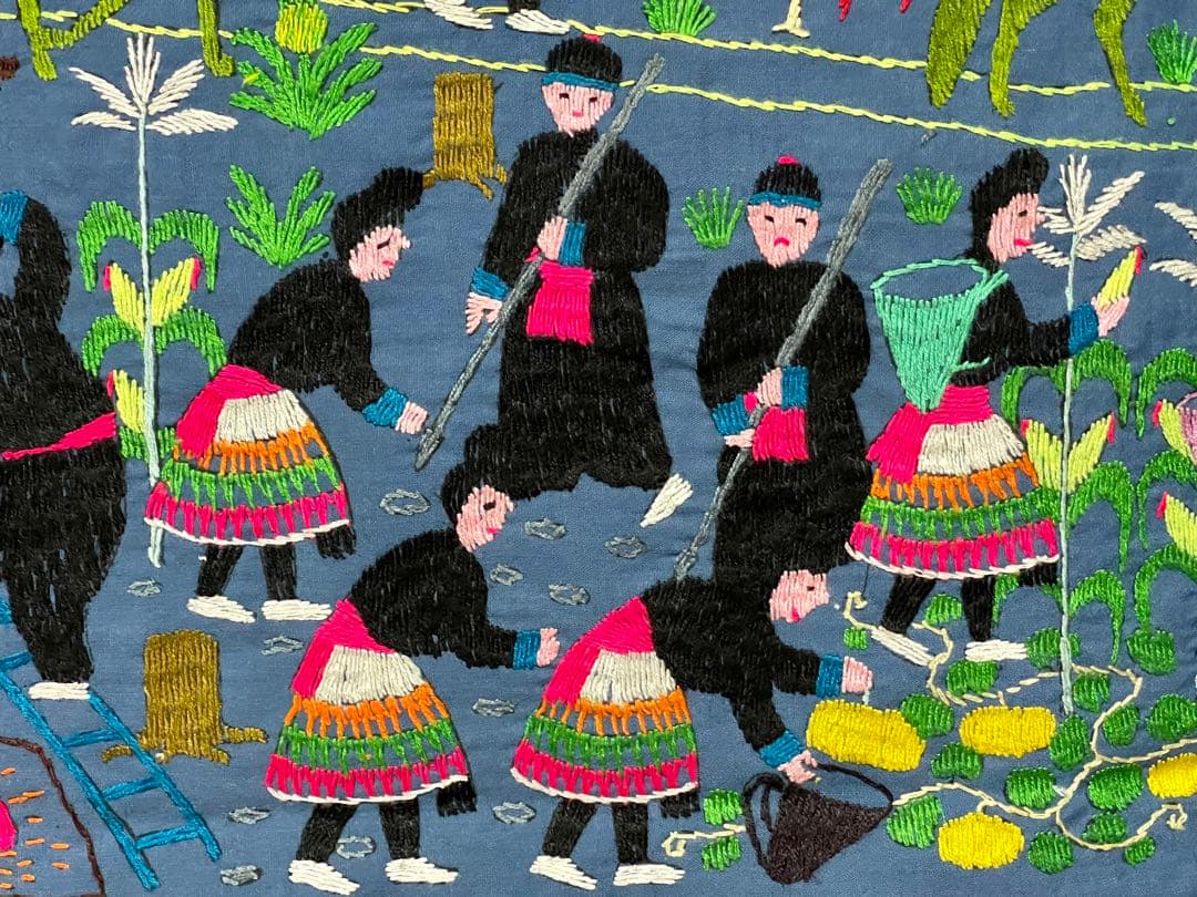 ラオス モン族 刺繍 壁掛け タペストリー 9