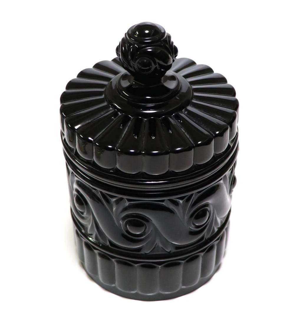 バカラ 希少型 最大 866g ブラッククリスタルガラス製 漆黒の蓋物 ルッセ