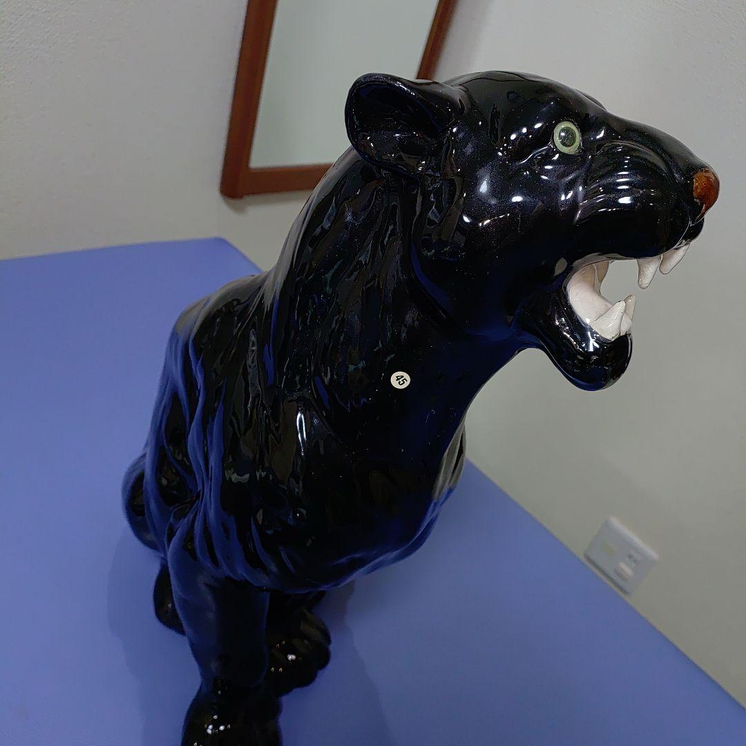 ブラックパンサー イタリア製 黒豹　陶器　瀬戸物 置物 稀少　レア