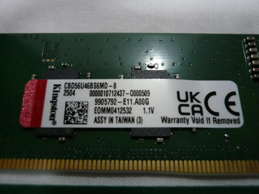 Kingston 16GB DDR5-5600 8GBx2 デスクトップメモリ②