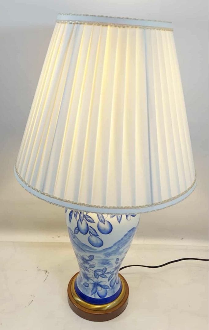 プリーツシェードランプ 陶器 テーブルランプ