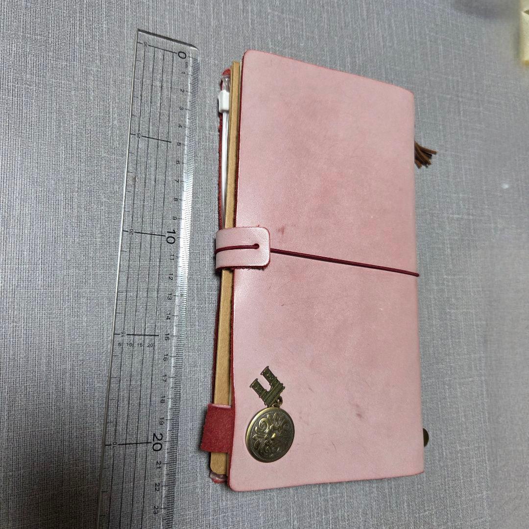 トラベラーズノートカバー ピンク レギュラーサイズ オイルレザー ノート付