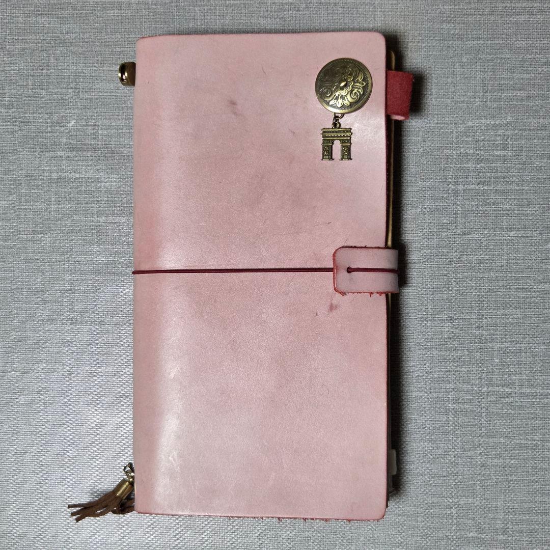 トラベラーズノートカバー ピンク レギュラーサイズ オイルレザー ノート付