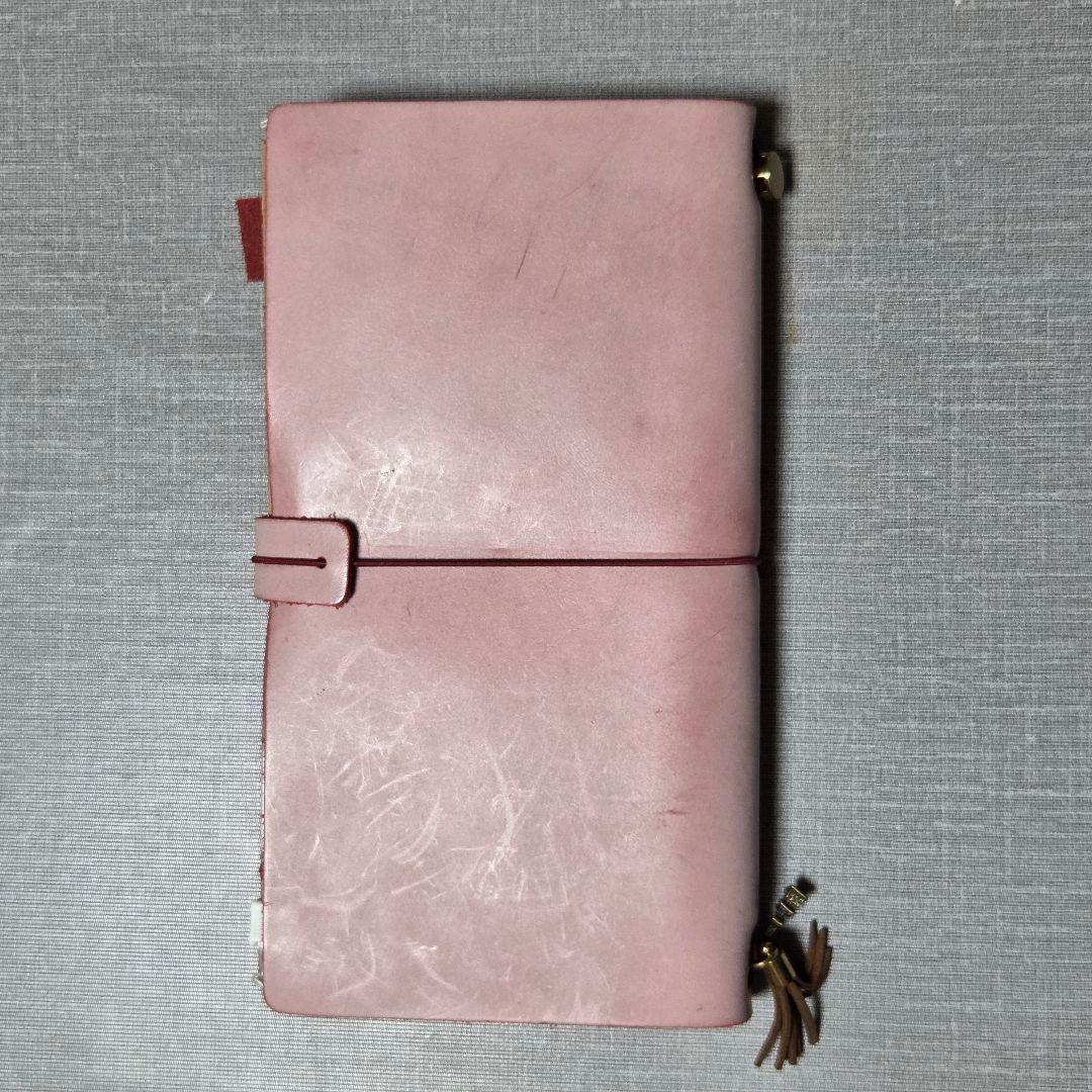 トラベラーズノートカバー ピンク レギュラーサイズ オイルレザー ノート付