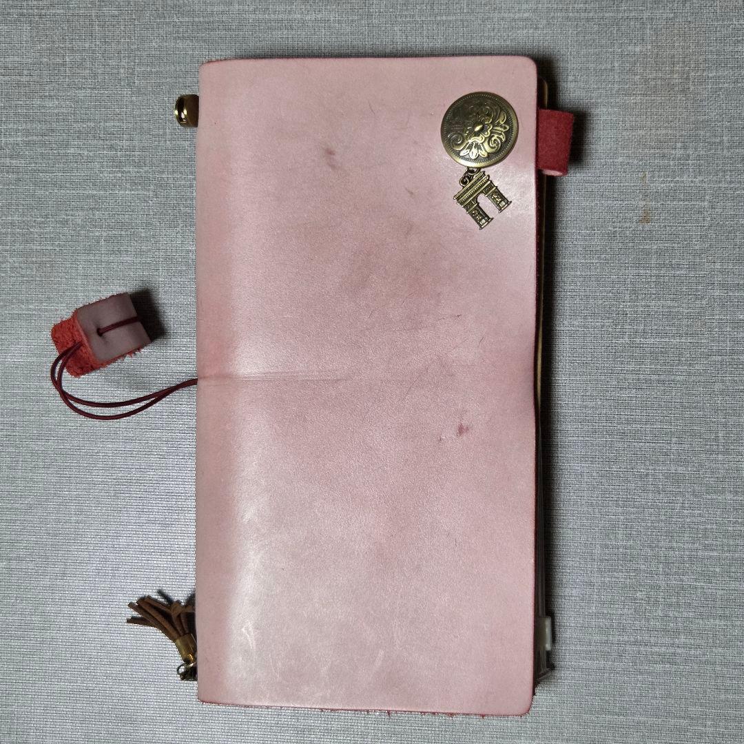 トラベラーズノートカバー ピンク レギュラーサイズ オイルレザー ノート付