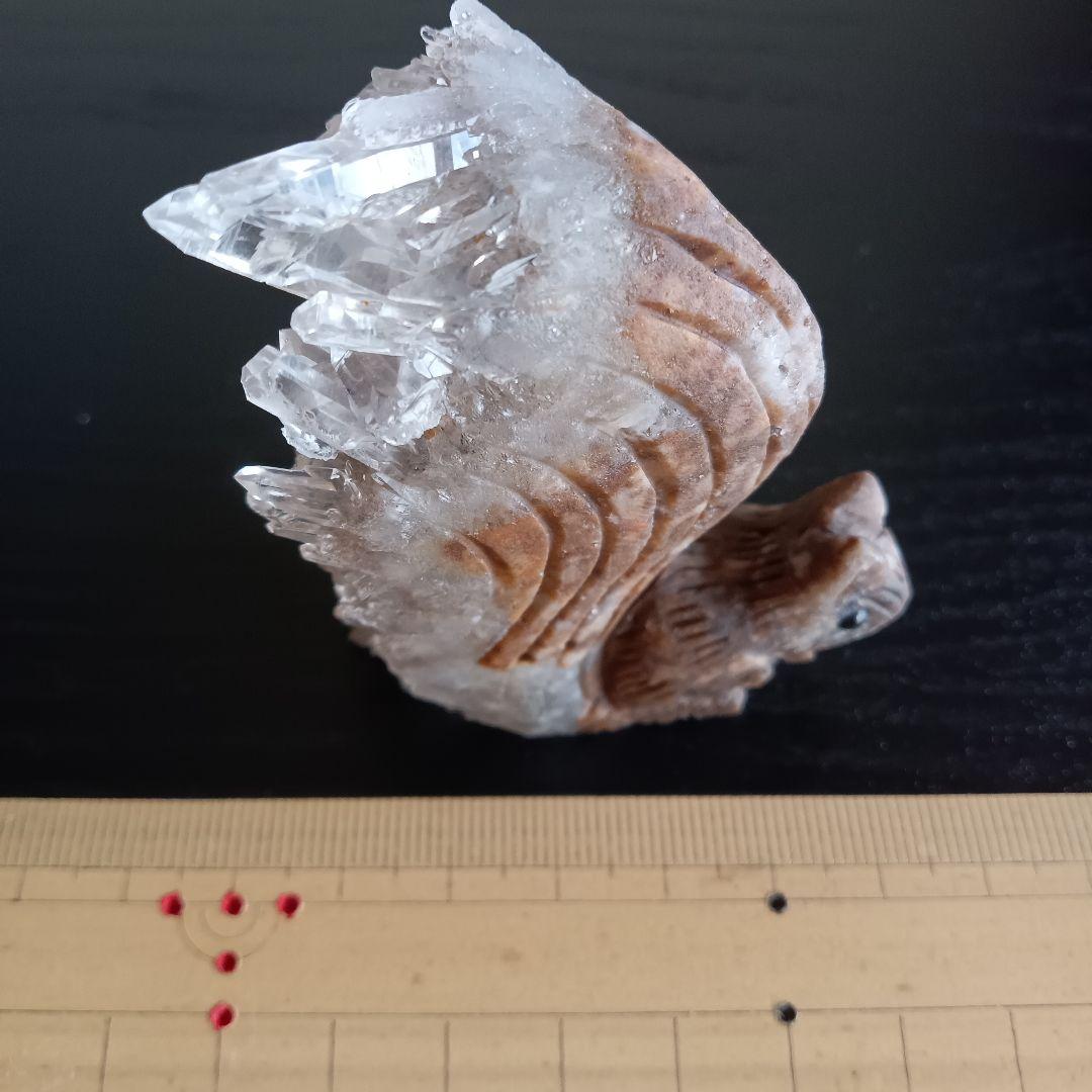リス　天然クリスタル生石　クラスター　彫物
