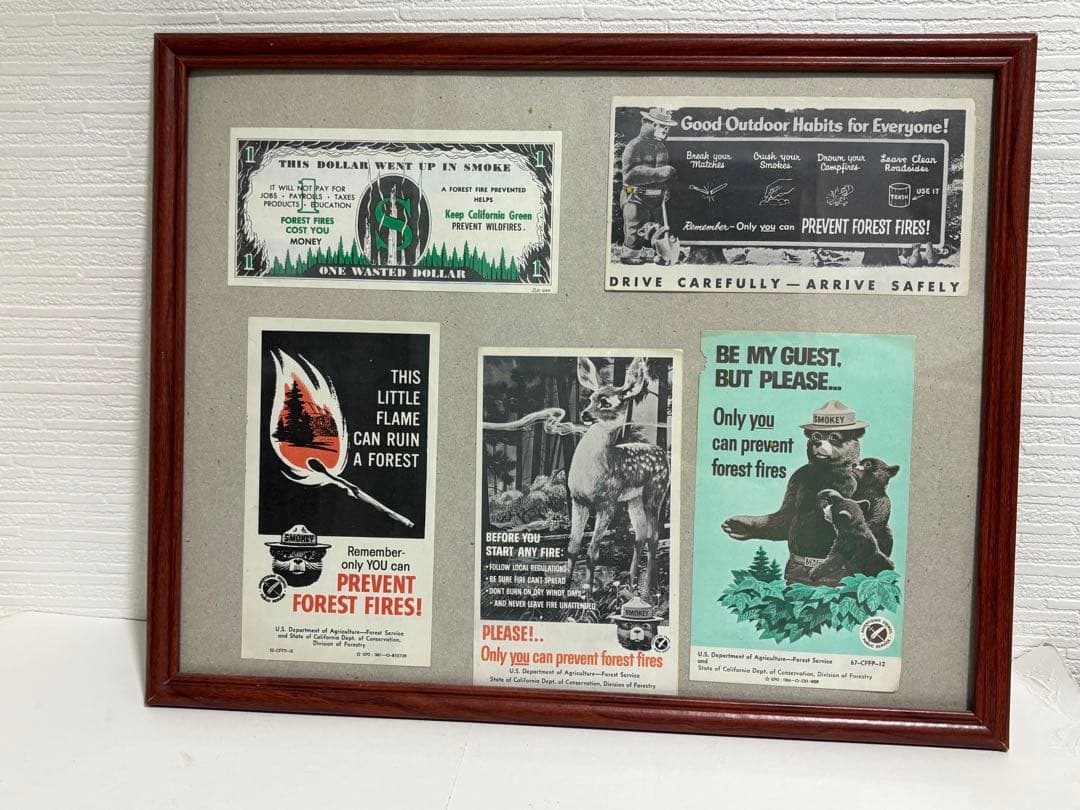 1960年代 Smokey The Bear バンク　& フライヤー額装
