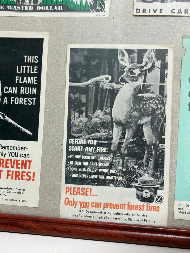 1960年代 Smokey The Bear バンク　& フライヤー額装