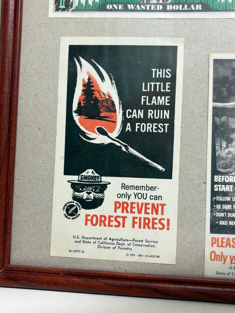 1960年代 Smokey The Bear バンク　& フライヤー額装