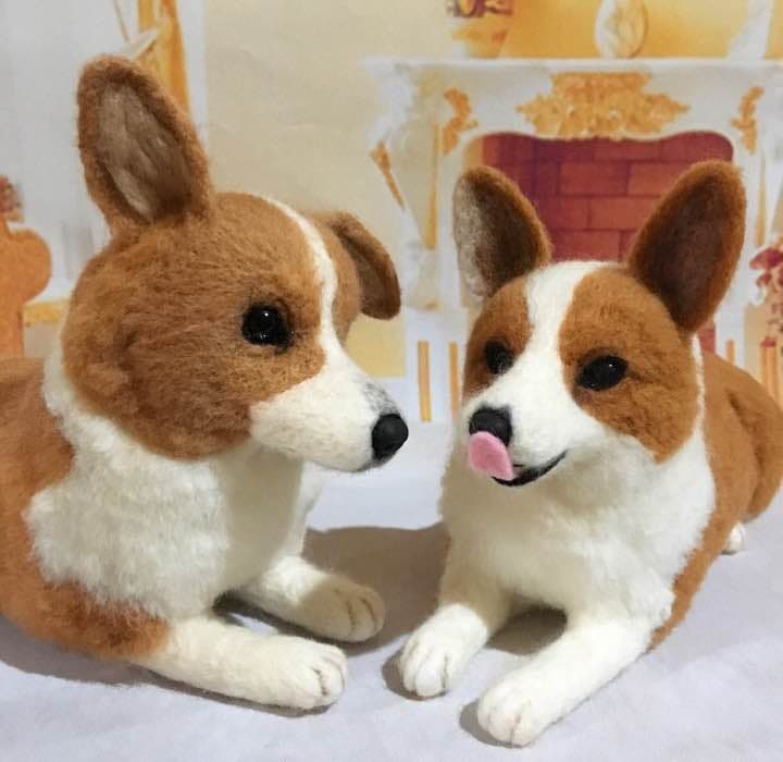 コーギーちゃん親子✩︎羊毛フェルト