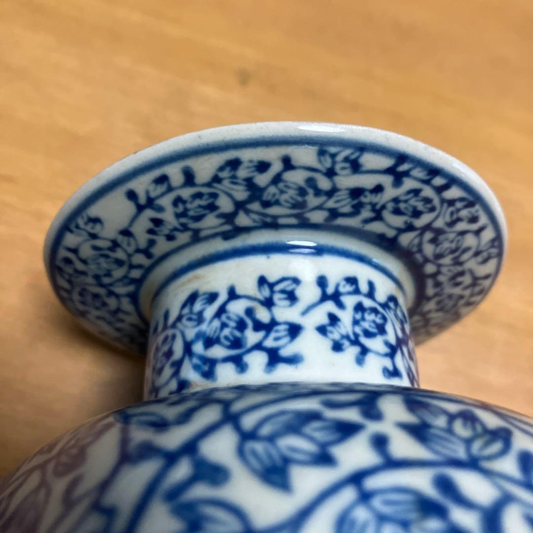 染付花唐草文六角縁高台杯（杯洗？）