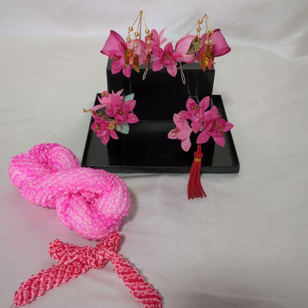 七五三　７歳　人気水色着物　おしゃれコーディネート一式　簪セット付き