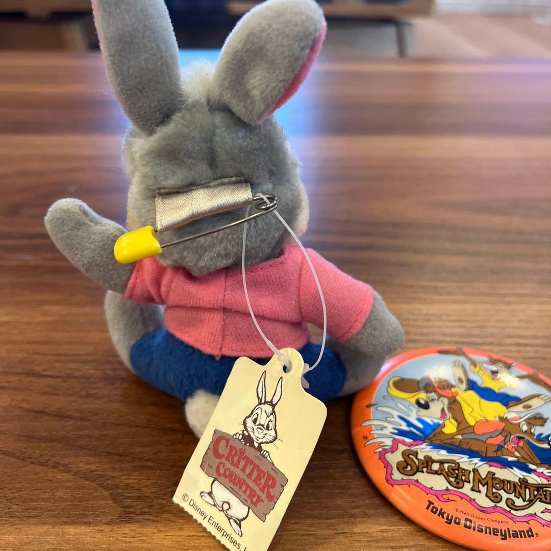希少！ディズニーランドスプラッシュマウンテンうさぎどんマスコットバッチ＆缶バッチ