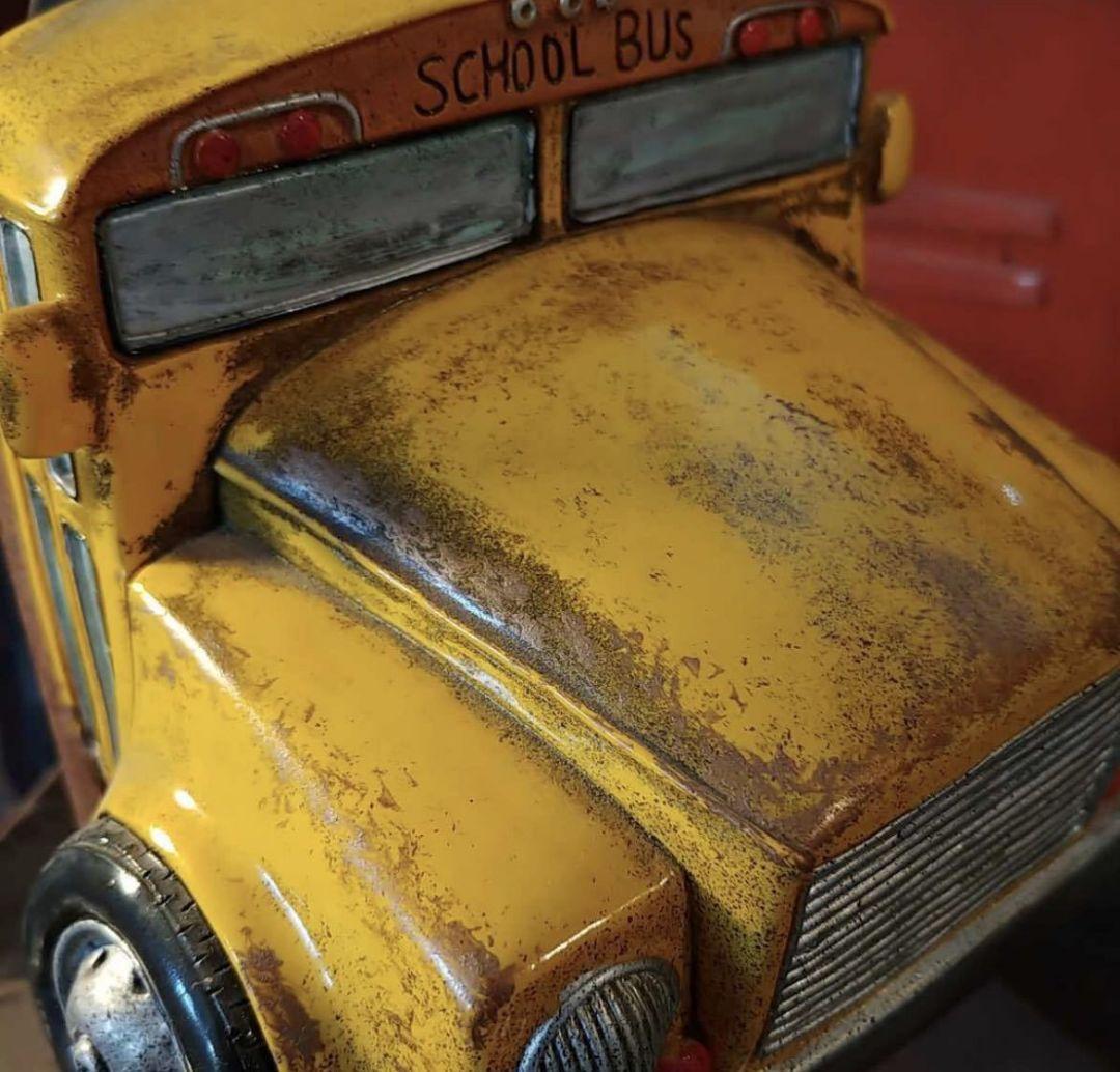 アメリカン雑貨 卓上型 ロールペーパーホルダー&リモコン立て スクールバス