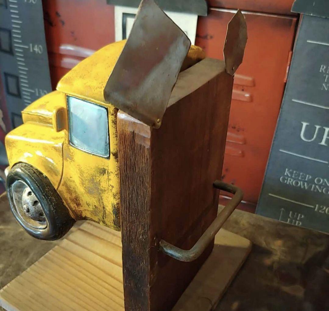 アメリカン雑貨 卓上型 ロールペーパーホルダー&リモコン立て スクールバス