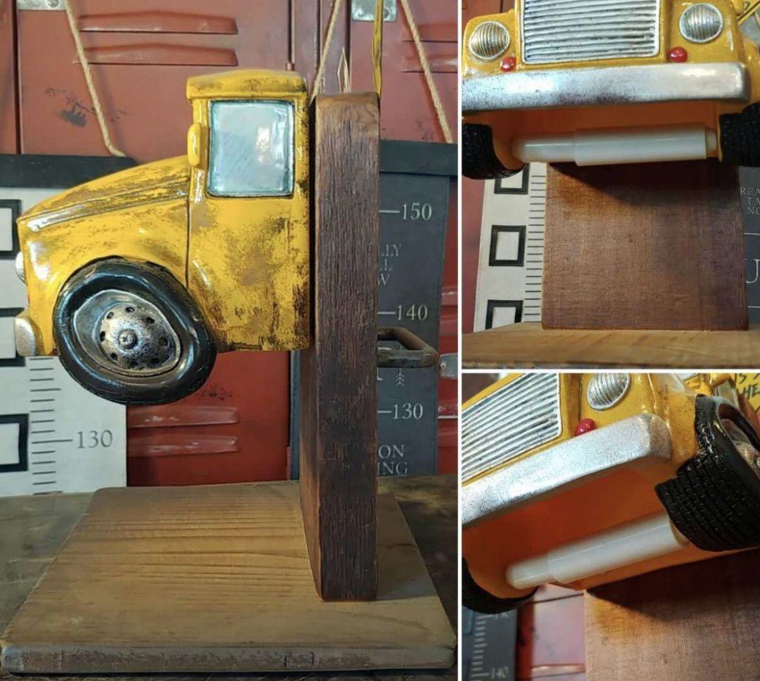 アメリカン雑貨 卓上型 ロールペーパーホルダー&リモコン立て スクールバス