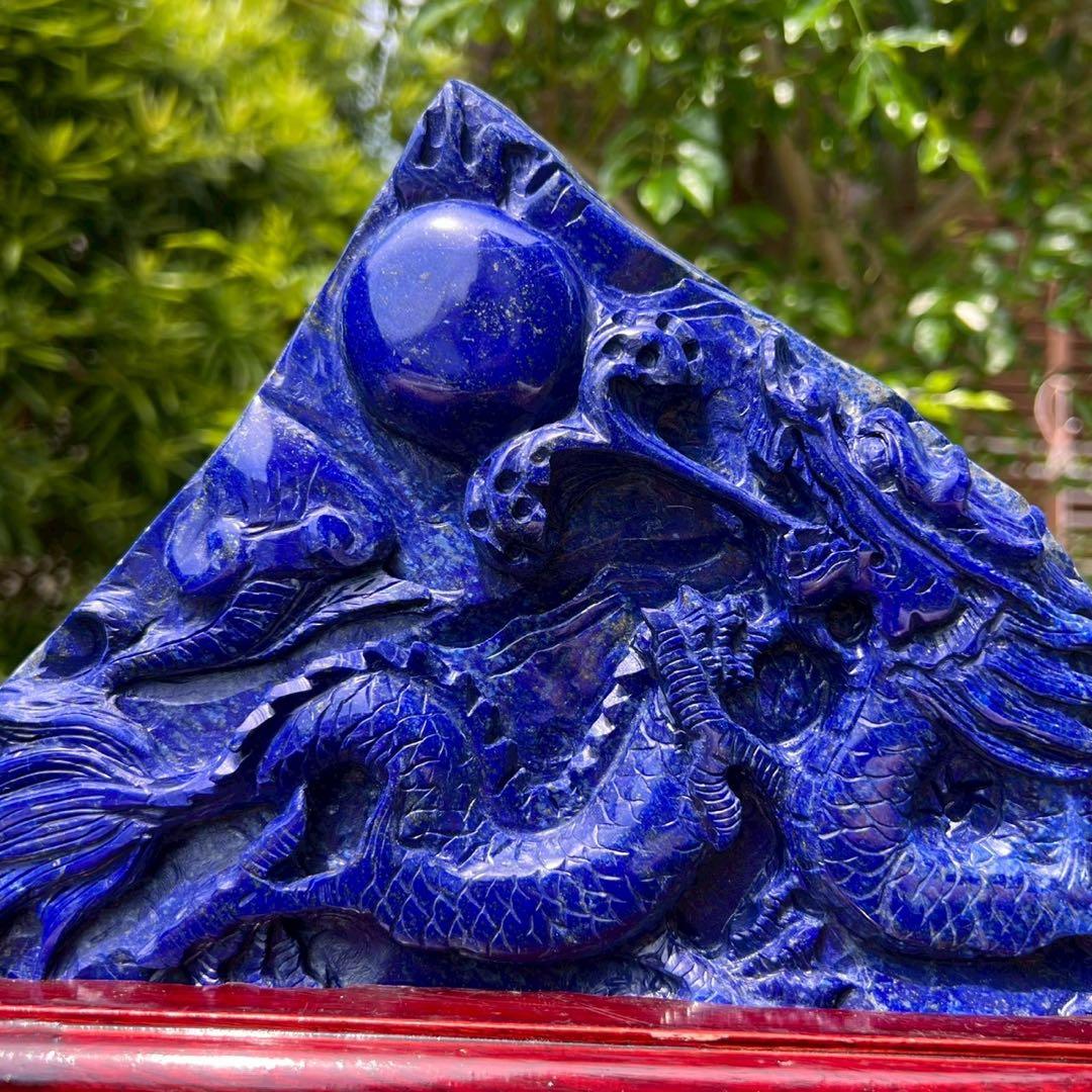 極上開運にも✨極上の逸品☆青龍✨ラピスラズリ 龍彫り 原石 天然石 置物 一点物