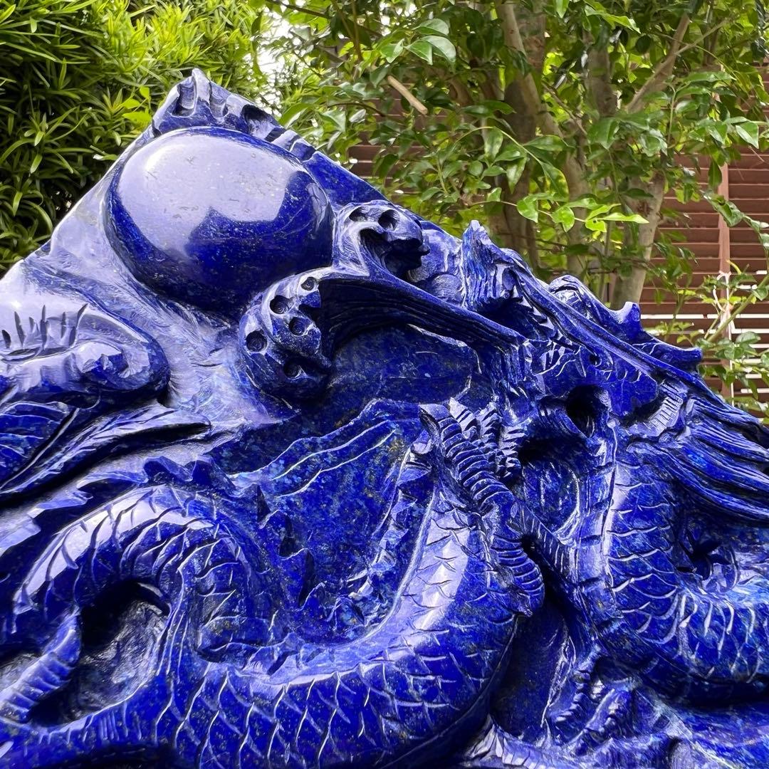 極上開運にも✨極上の逸品☆青龍✨ラピスラズリ 龍彫り 原石 天然石 置物 一点物
