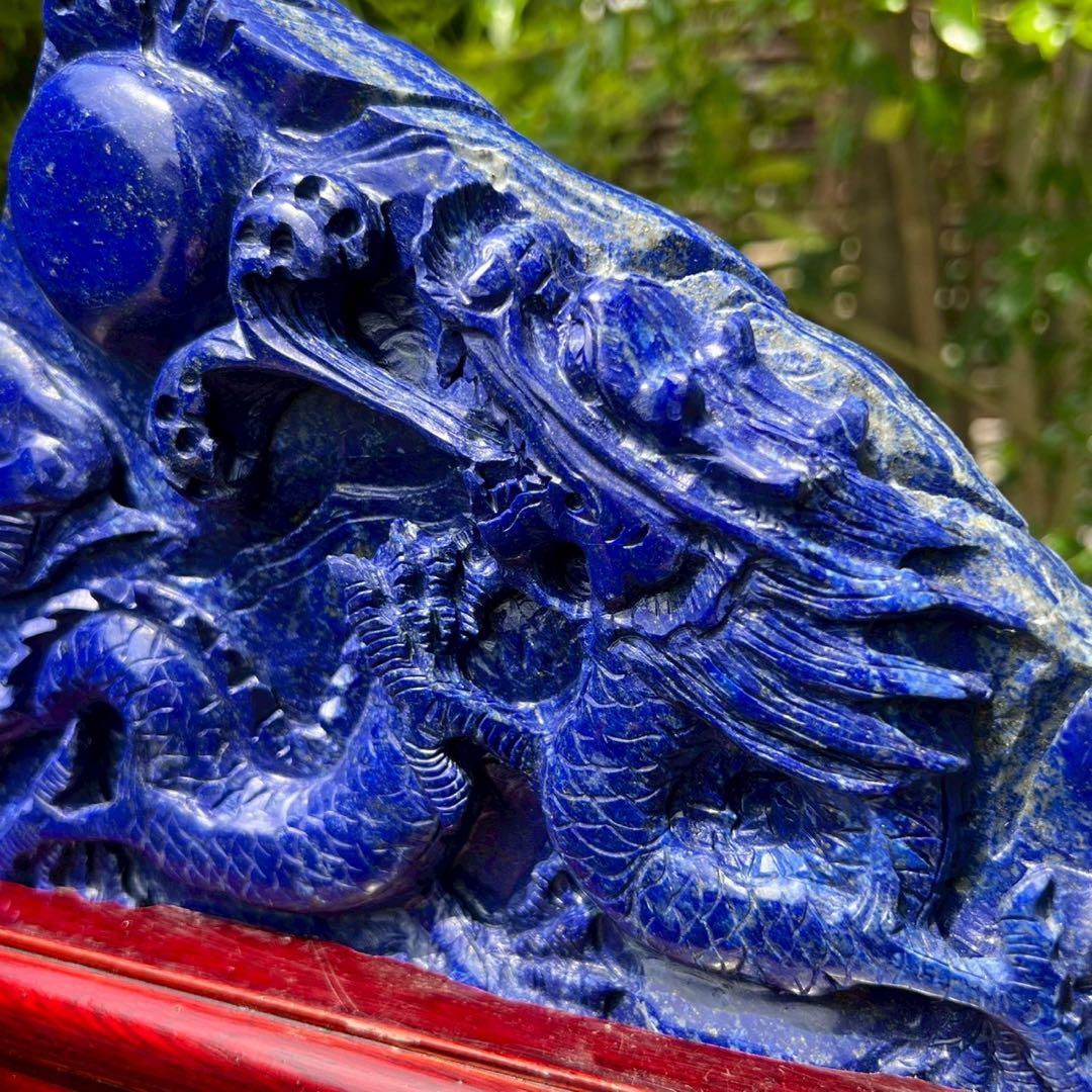 極上開運にも✨極上の逸品☆青龍✨ラピスラズリ 龍彫り 原石 天然石 置物 一点物
